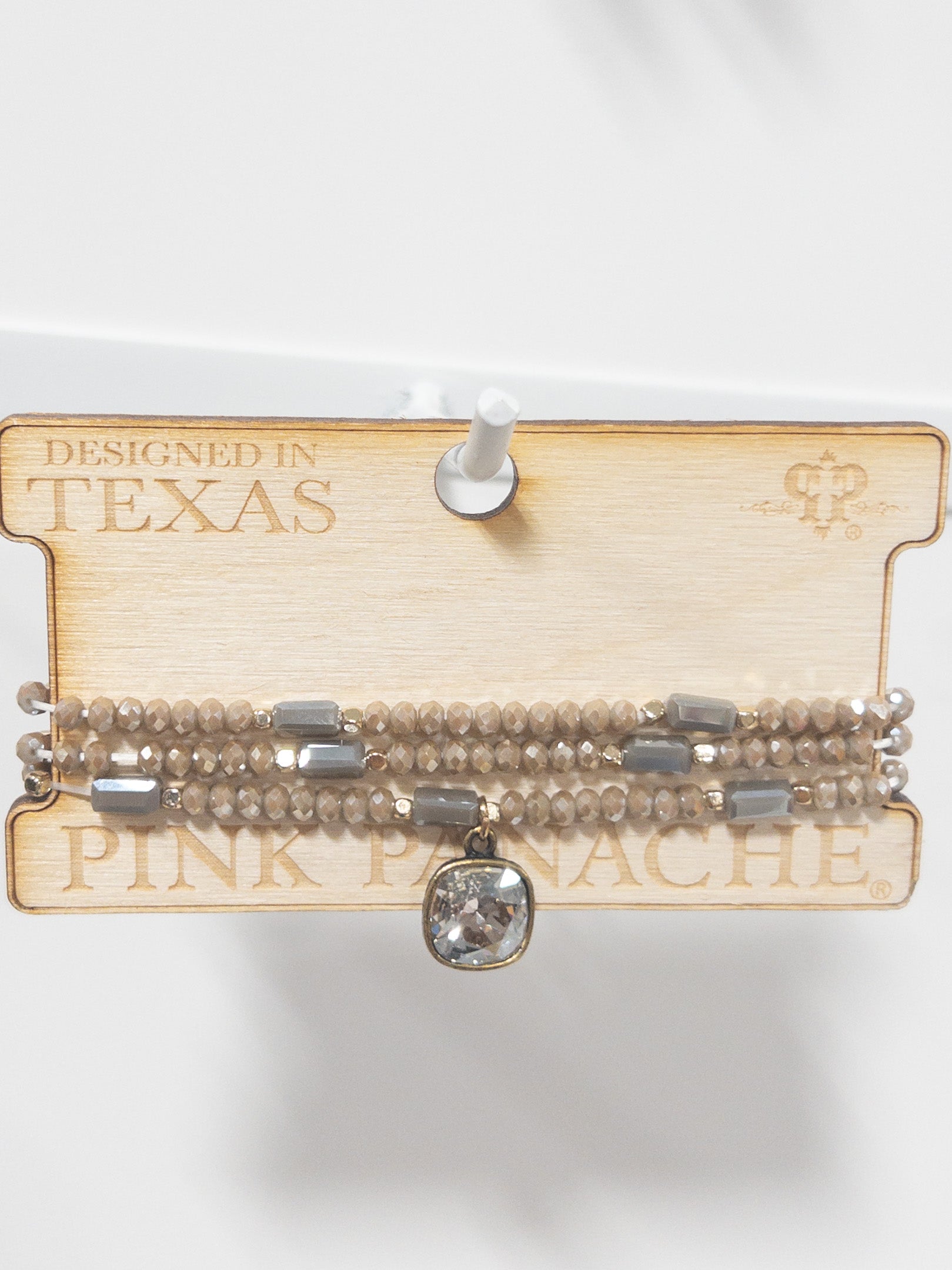 PINK PANACHE  LIGHT GRAY GEM BRACELET SET