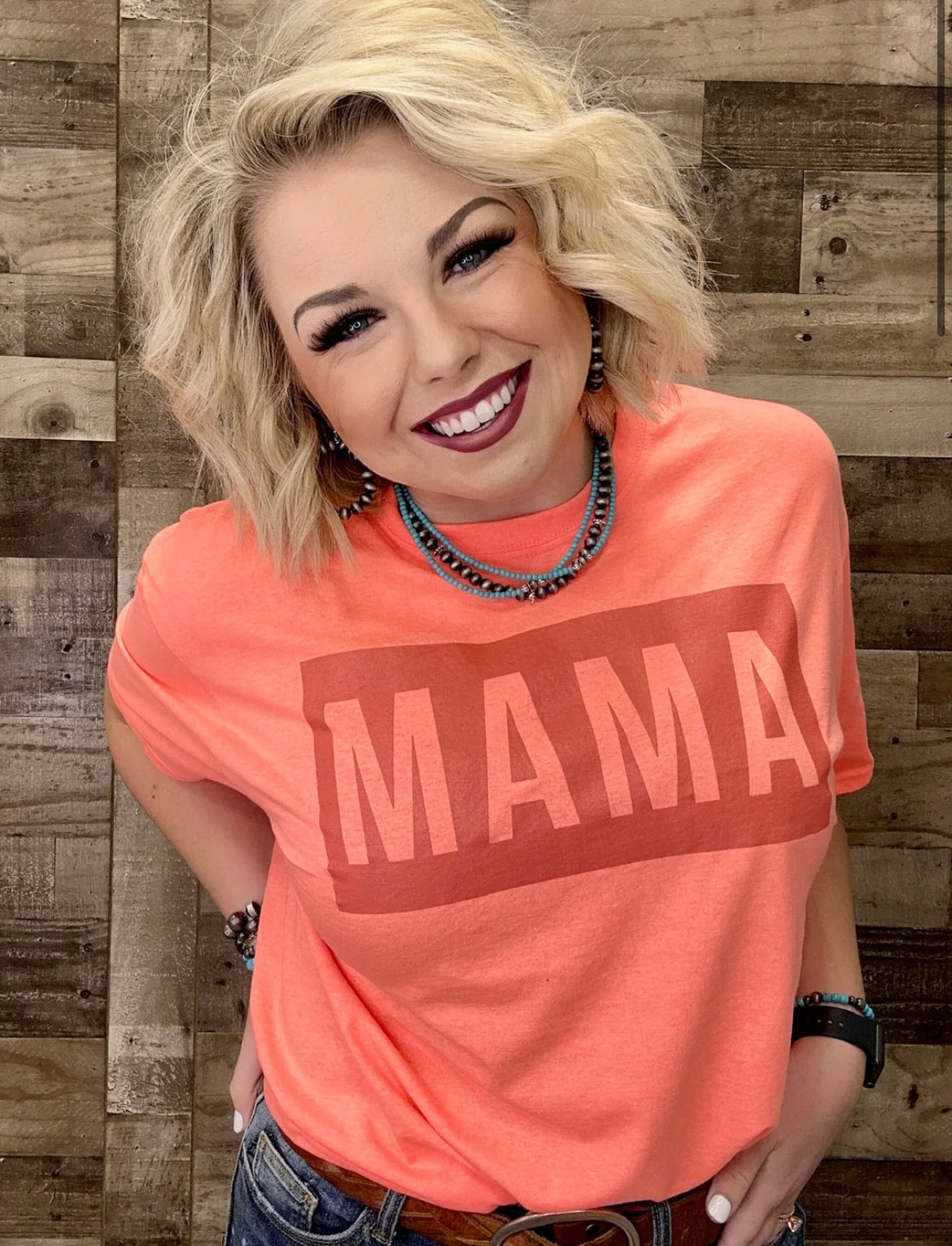 MAMA ON CORAL TEE