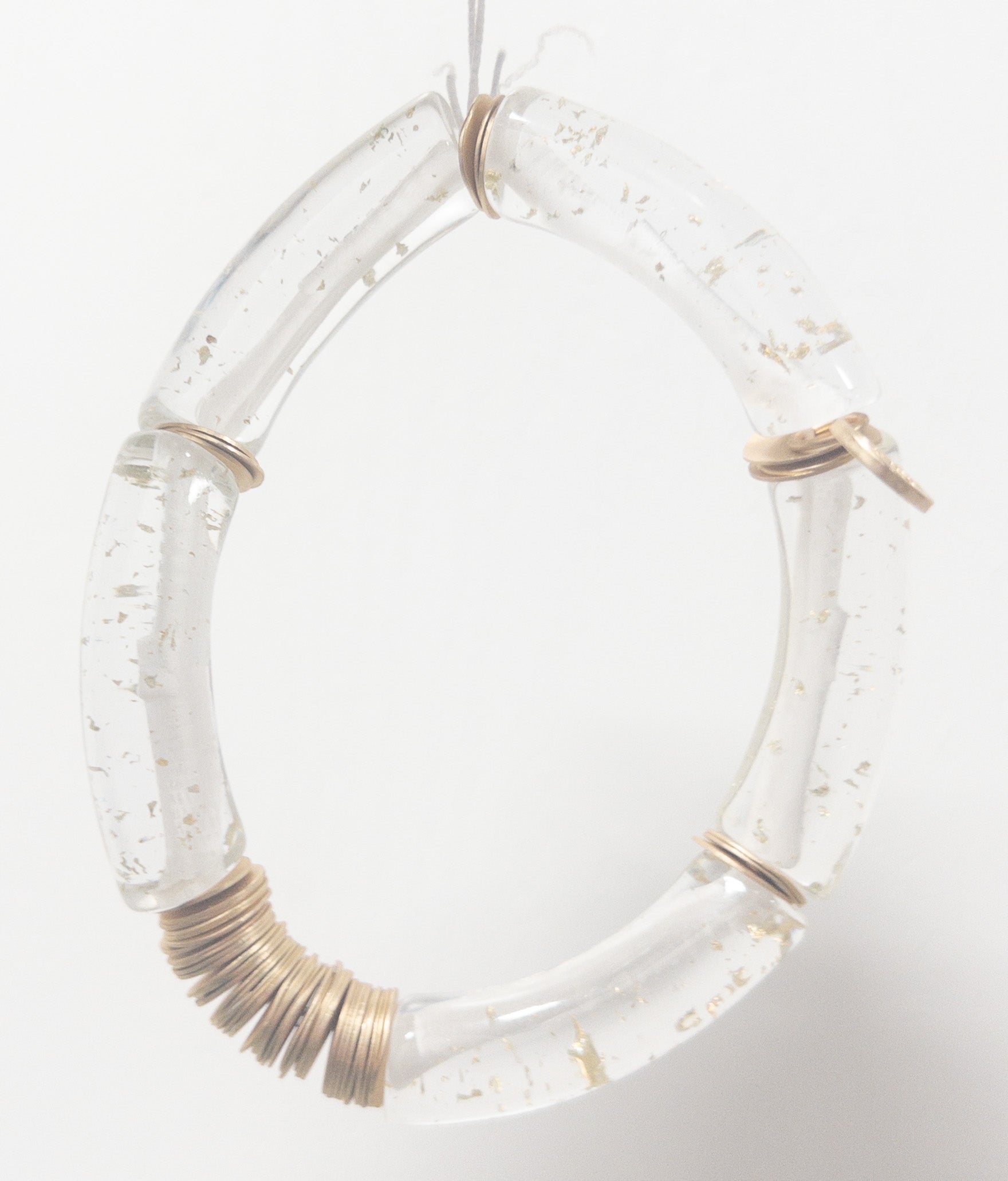 JANE MARIE THICK ACRYLIC BRACELET CLEAR WITH GOLD FOIL GOLD DETAIL