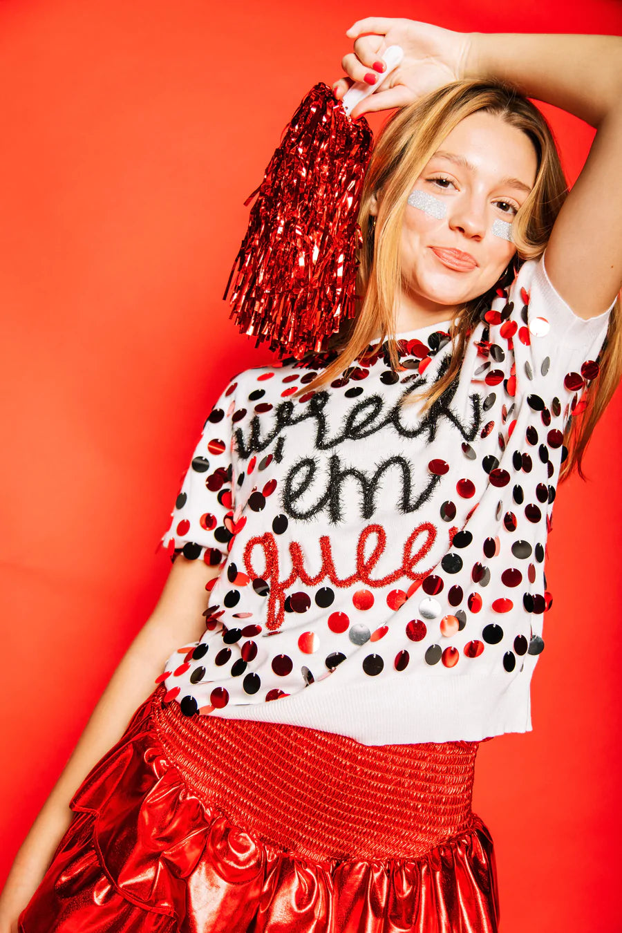 BLACK & RED WRECK EM QUEEN SWEATER