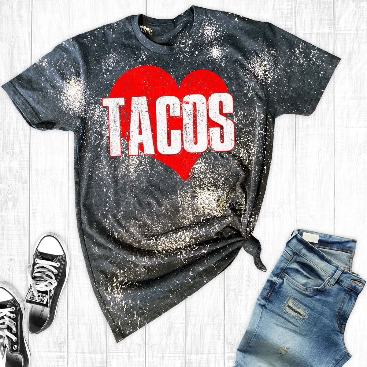 HEART TACO BLEACHED TEE