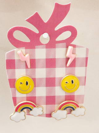 JANE MARIE KIDS SMILE FACE STUD PACK