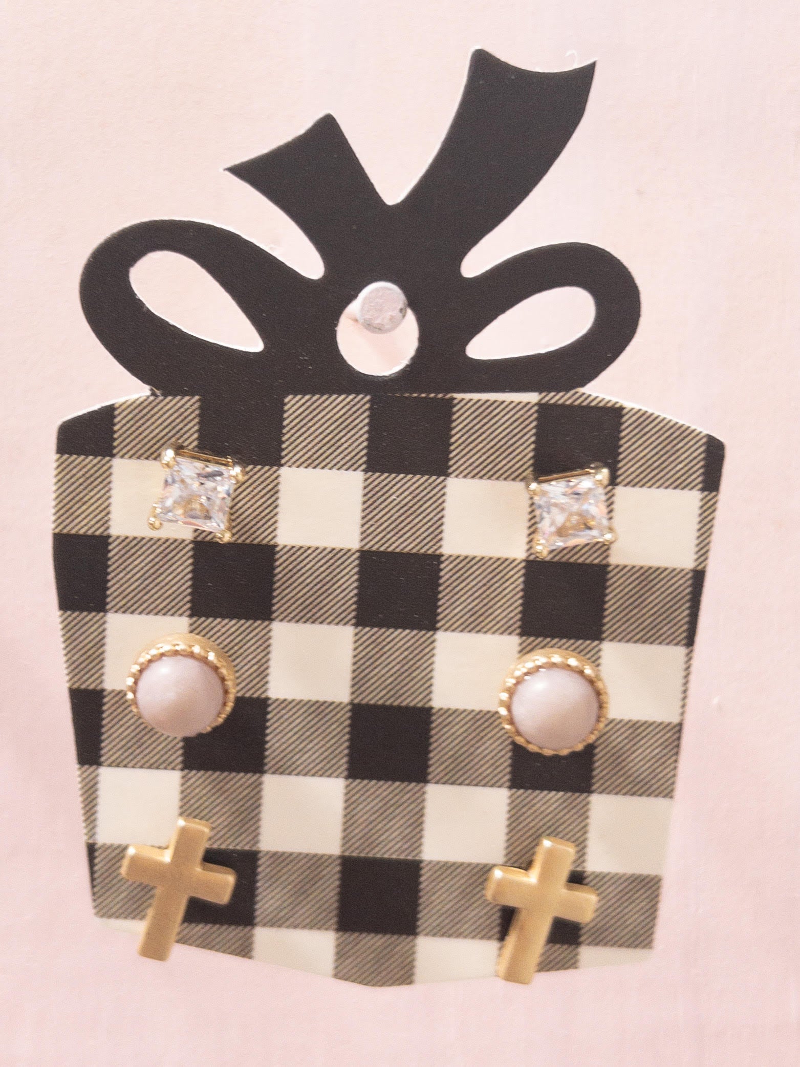 JANE MARIE GEM CROSS STUD PACK